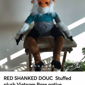 RED SHANKED DOUC  Stuff plush Vietnam Rare native monkey new. Collectible Accent